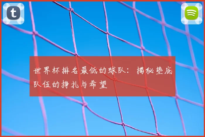 世界杯排名最低的球队:揭秘垫底队伍的挣扎与希望