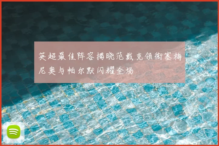 英超最佳阵容揭晓范戴克领衔塞梅尼奥与帕尔默闪耀全场